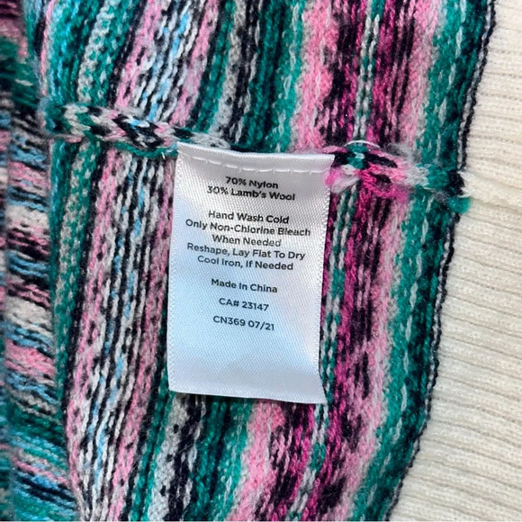 Talbots Women's Striped Crewneck Sweater - Blue, Pink, Cream Lamb’s Wool L - Picture 3 of 9